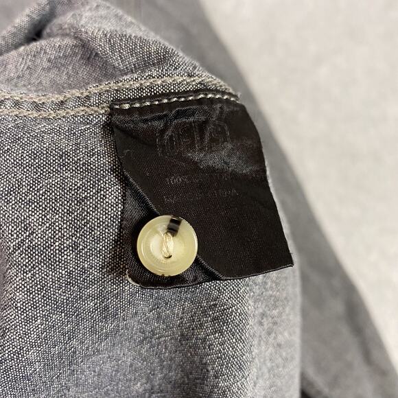 Deus Ex Machina Shirt Mens S Grey Long Sleeve Chambray Pearl Snap Moto Work - Picture 15 of 15